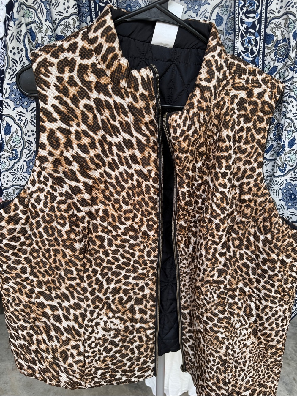 Ruby Rd. Leopard Print Quilted Vest in Brown and Black